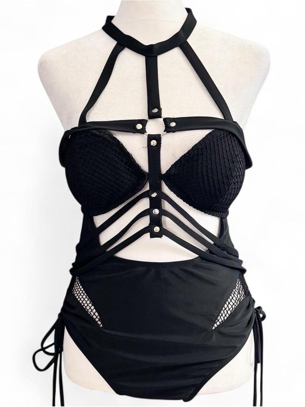 Haikyuu Yor Derivative Gothic One-Piece Swimsuit Black Mesh Size Large
